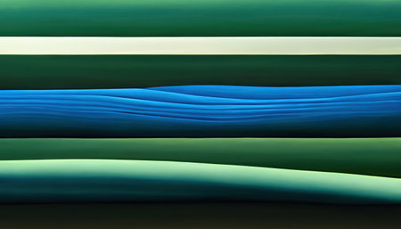 Color stripes abstract background. band pattern. Green blue white curve lines modern decorative design art illustration with free space.の素材