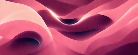 digital art. Graphic desert. abstract pattern. Creative illustration with dark and light pastel pink waves mixing shapes shining glare background.の素材
