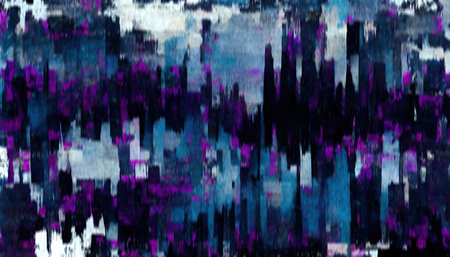 Glitch art abstract background. Pixel Artifacts. Defocused purple blue black color noise distortion pattern dark creative illustration.の素材