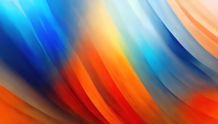 colorful strokes. abstract banner. digital painting. Gradient blurred composition of blue orange beige smearing lines illustration background.の素材
