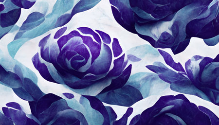 flower background. floral design. nature ornament. Blue purple color rose petals leaves on white abstract decorative pattern art illustration.の素材
