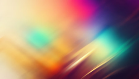 neon glow. Smearing painting. abstract background. Gradient colorful illustration of blurred yellow red blue green light flare composition pattern.の素材