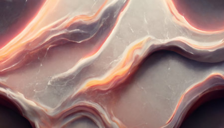 Marble texture mineral stone. luxury material. Pink orange purple color curve veins ornament natural rock surface art illustration abstract background.の素材