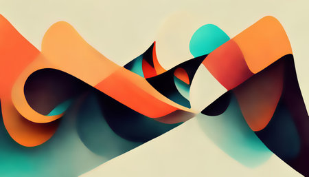 digital art. symbolic love. colorful pattern. Gradient green orange black geometric heart imitation shape twisted figures illustration background.の素材