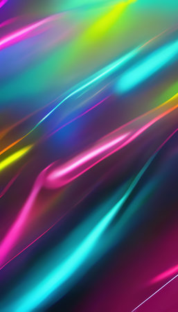 neon painting. Flare pattern. Graphic background. Luminous blurred colorful shining rays abstract composition art banner.の素材