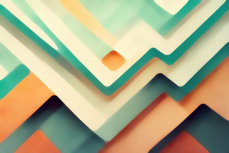 color block. abstract background. geometric pattern. Defocused pastel orange blue gray layers texture decorative design art collage illustration.の素材
