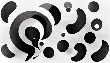 Doodle pattern. abstract background. Art drawing. Black gray ink curve lines dot asymmetric design on white creative art illustration.の素材