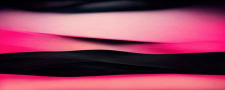 Curve design abstract background. Glowing waves Blur neon pink black smooth color gradient layered stripes texture art illustration with copy space.の素材