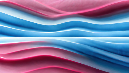 Wave layers abstract background. graphic art. Blur neon light pink blue color gradient curve stripes texture creative design art illustration.の素材
