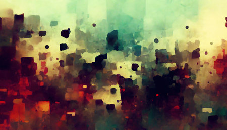 Grunge painting abstract background. Ink stains. Blue red black color splatter strokes uneven texture watercolor design art illustration.の素材