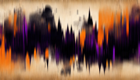 blur paint. Glitch texture. abstract background. Defocused purple orange black color vibration noise grunge design art illustration.の素材