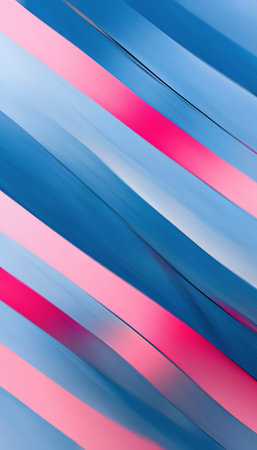 Color stripes abstract background. Glowing design. Blur pink blue gradient asymmetrical glowing diagonal curve strokes lines pattern art illustration.の素材