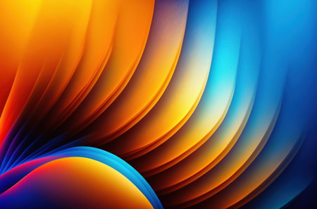gradient lines. Multicolor design. Abstract background with colorful paper cut shapes yellow blue stripes creative illustration wave texture.の素材