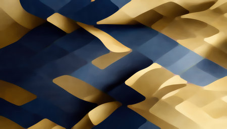 Graphic texture. abstract background. modern design. Blur golden blue beige color gradient composition smooth asymmetric pattern art illustration.の素材