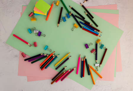 Stationery for school. With place for text.の写真素材