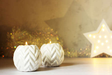 Christmas decoration with candles.の写真素材