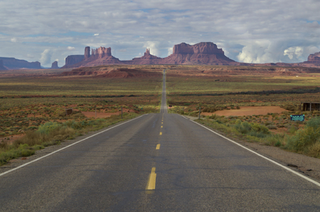 On a road to the Monument valley Navajo tribal park,Utah,USA.の写真素材
