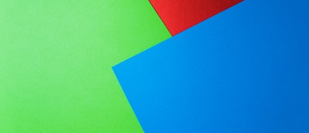 Banner, Multi colored abstract paper of pastel colors, with geometric shape, flat lay.の写真素材