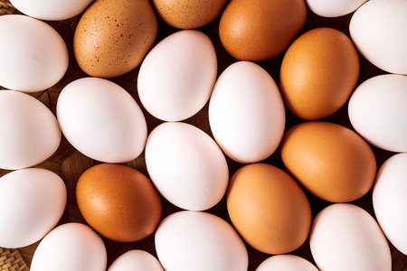 White and brown Egg pattern , flat lay.