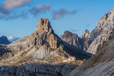 Italy. Great Autumn landscape in Dolomites alps mountains.の写真素材