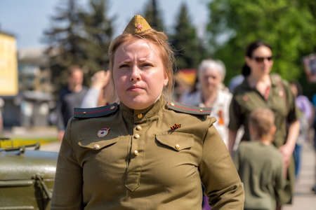 Zhukovsky,RUSSIA,MAY 9,2019: Immortal regiment on Victory Day the 9th of May, when people go column...