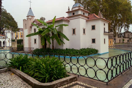 Coimbra, Portugal- November 19 2014: Portugal dos Pequenitos, a miniature park of diminutive versions of Portuguese houses of Portuguese colonies.のeditorial素材
