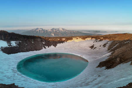Kamchatka Peninsula, Russia. A lake in the crater of the Mutnovsky volcano.の写真素材
