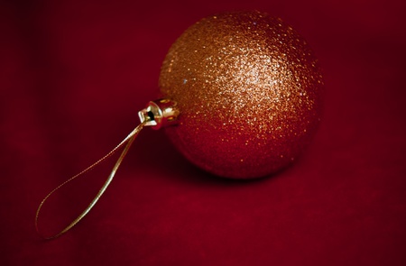 Varicoloured christmas ball on red  background  .の写真素材