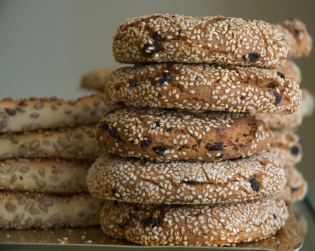 Traditional Greek round buns "kuluri" .の写真素材