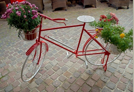 Bicycle like a flower pot .の写真素材
