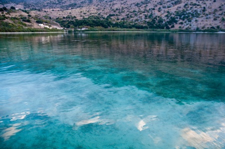 The only fresh water lake in Crete - Lake Kournas.の写真素材