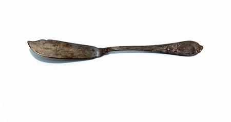 Antique silver knife fish isolated on white background.の写真素材