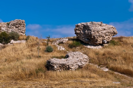 Ruins of the ancient city of Ashkelon, which is one of the oldest cities on the planet and has an age of about 5 thousand years. Israel.の写真素材