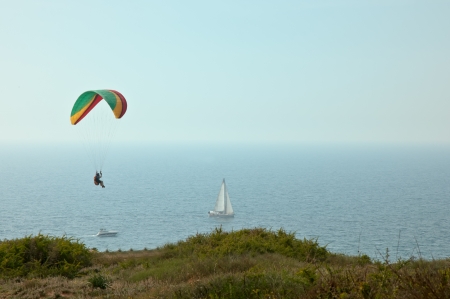 Parachute flying above the sea   Israel  