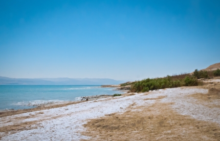 View of Dead Sea coastlineの写真素材