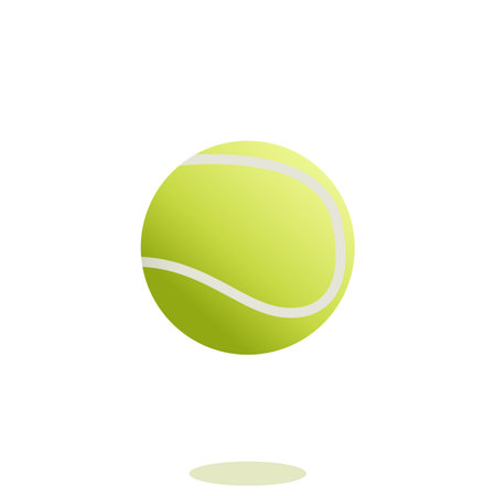 Tennis ball with shadow on white background. Sport design element. Vector illustrationのイラスト素材
