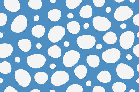 Blue horizontal background with white cream round splashes. Abstract seamless pattern.のイラスト素材