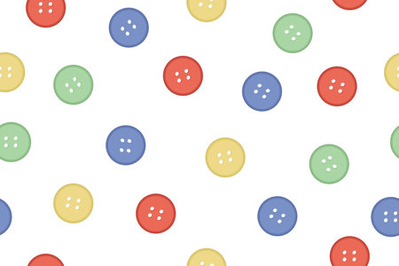 Horizontal background with colorful sewing buttons. Seamless pattern with clothes buttons.のイラスト素材