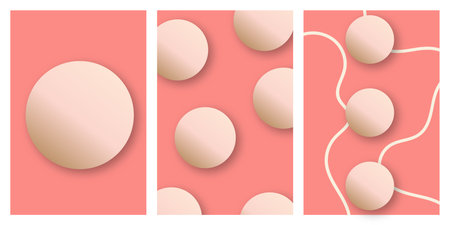 Futuristic poster set in minimalistic style. Trendy artistic design collection for wall decor, poster, cover, banner template.のイラスト素材