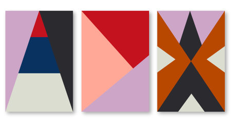 Abstract geometric poster collection. Modern background design set in trendy colors. Modern wall...