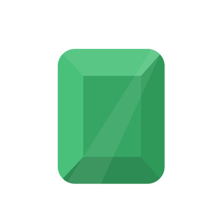 Emerald stone icon, isolated on white background. Green jewelry flat design.のイラスト素材