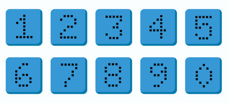 Numbers set styled as buttons. Flat vector design elements, each isolated on white background.のイラスト素材