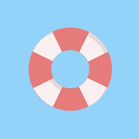 Lifebuoy cartoon illustration on blue background.のイラスト素材