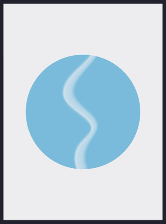 Abstract minimalistic poster. Modern art for home or office. Blue circle art poster.のイラスト素材