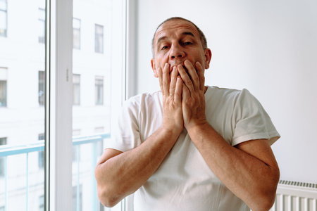 Portrait emotional middle aged manの写真素材