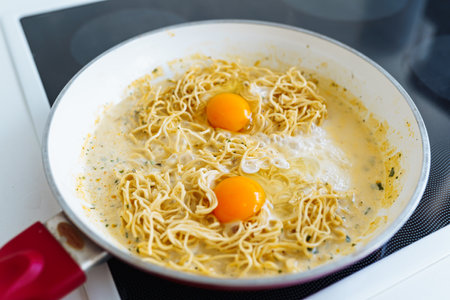 Fried noodles with eggの写真素材