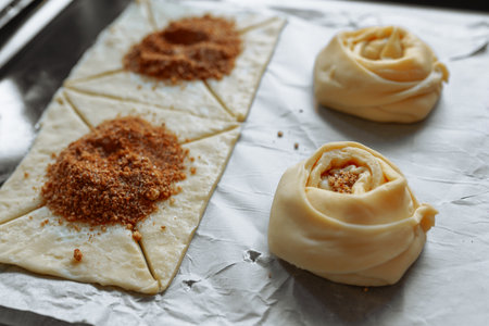 making butter buns with cinnamon and sugar in craft baking