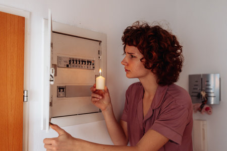 Electric meter failure. Blackout, no electricityの写真素材