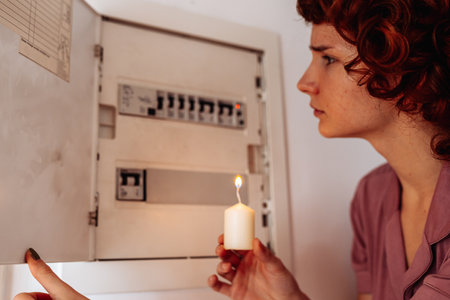 Electric meter failure. Blackout, no electricityの写真素材