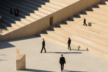 lonely silhouette man in shadows and lightの素材
